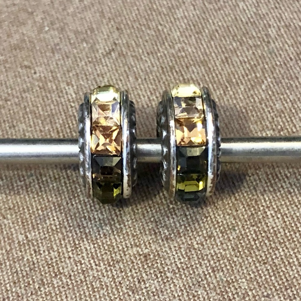 🆕Listing 2 Brighton Spectrum spacers Silver-Topaz Brown & green crystals Retired